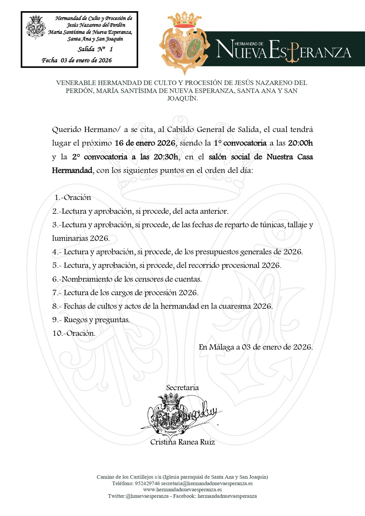 Cabildo de salida 2026