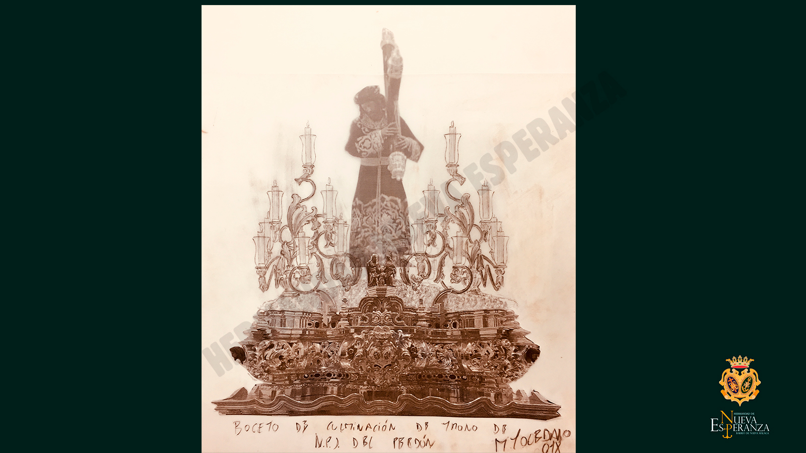 Diseño arbotantes para el trono de  Jesús Nazareno del Perdón. Obra de Manuel Toledano