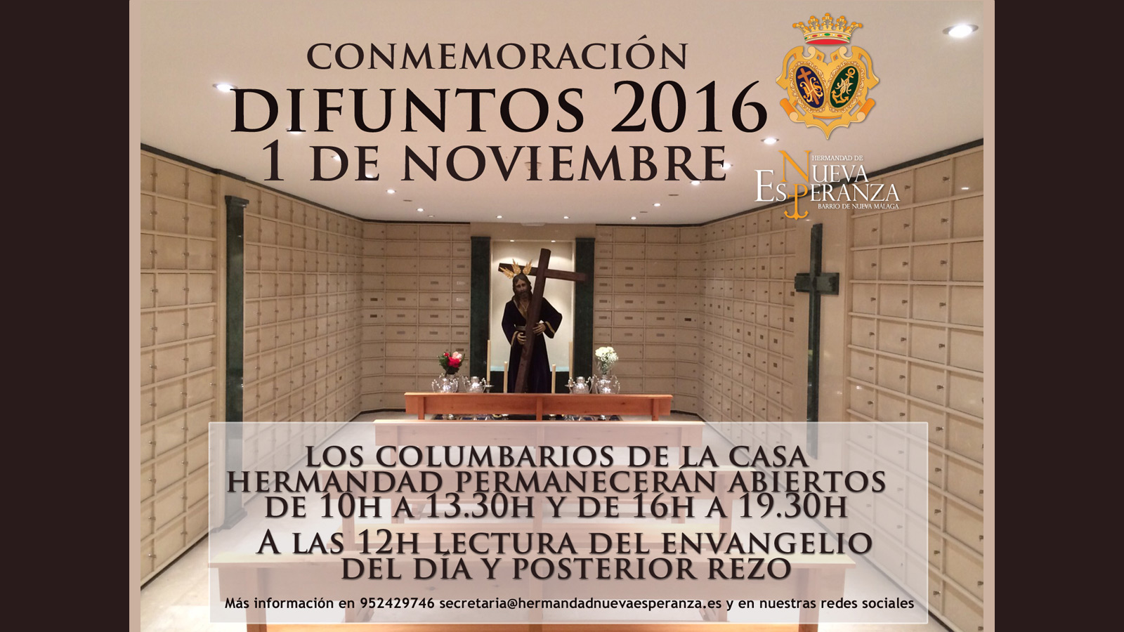 Conmemoración del día de los difuntos. Apertura de Columbarios 1 de noviembre